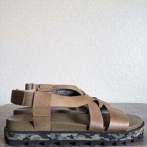 Sorel Roaming Criss Cross Leather Sandals Sage Camo Green Size 9 Sporty Strappy